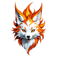 AI generated a cartoon fox head with orange and white fur png