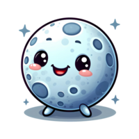 AI generated cute blue moon cartoon character png