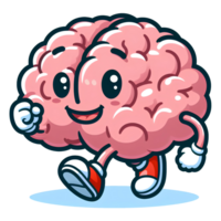 AI generated walking brain cartoon png