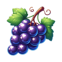 AI generated bunch of grapes with leaves png