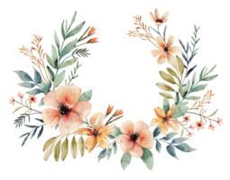floral wreath Watercolor illustration. png