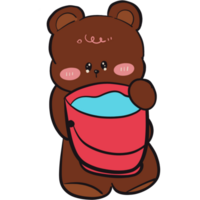 A bear holding a bucket of water png