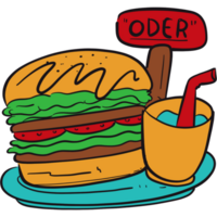 The illustration of a hamburger png