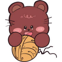 The illustration of a bear holding thread png