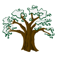 neigeux arbre à après midi hiver illustration png