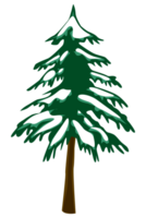 snowy tree at afternoon winter illustration png