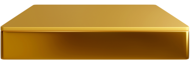 Golden podium for displaying merchandise and beauty products. 3D PNG file transparent