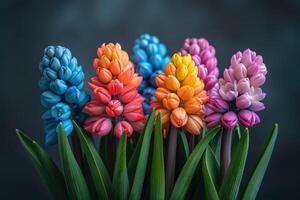AI generated theme of outdoor spring with colorful flowers professional photography photo
