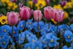 ai generado tema de al aire libre primavera con vistoso flores profesional fotografía foto