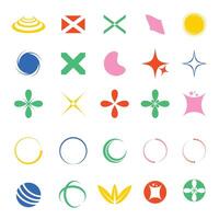Y2k shape Vector Illustration Clip Art Element Big Set, Y2k shape Star Graphic  Geometry Sticker Shiny Retro Illustration. Y2k Shape Silhouette Icon Set.