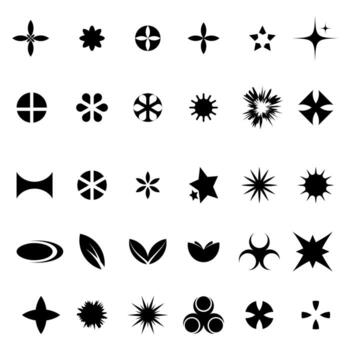 Y2k shape Vector Illustration Clip Art Element Big Set, Y2k Shape Most Bundle, Y2k shape Star Graphic  Geometry Sticker Shiny Retro Illustration. Y2k Shape Silhouette Icon Set.