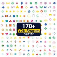 y2k forma vector ilustración acortar Arte elemento grande colocar, y2k forma más manojo, y2k forma estrella gráfico geometría pegatina brillante retro ilustración. y2k forma silueta icono colocar.