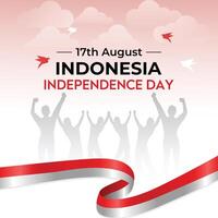 Indonesian Independence Celebrations Day Vector Illustration Banner And Social Media Post Design Set, Indonesia National Republic Celebrate Event Day Poster Template, With Flag, Happy Democracy.