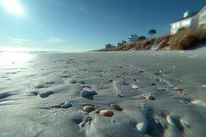 ai generado playa arena con Oceano paisaje profesional fotografía foto