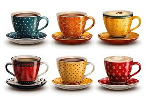 AI generated colorful patterned ceramic mug professional photography photo