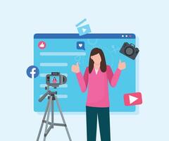Content Creators Illustration Clip Art Design, Social Media Online live Video Stream, Web Camera Streaming, Production Development vector