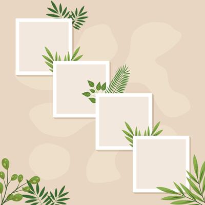 Collage Photo Frame Vector Template Illustration Set, Picture Collage Presentation Frame Element, Photo Frame Film Isolated, Photo Gallery Illustration Set.