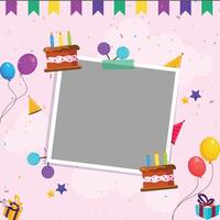 Collage Photo Frame Illustration With Wall Background Celebration Event Frame Collage Template. Photo Frame Film Isolated, Photo Gallery Illustration Set. vector