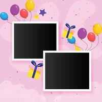 Collage Photo Frame Illustration With Wall Background Celebration Event Frame Collage Template. Photo Frame Film Isolated, Photo Gallery Illustration Set. vector