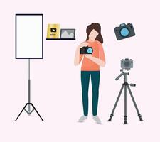 Content Creators Illustration Clip Art Template Set, Social Media Online live Video Stream Web Camera Streaming, Content For YouTube And Facebook Or Instagram. vector