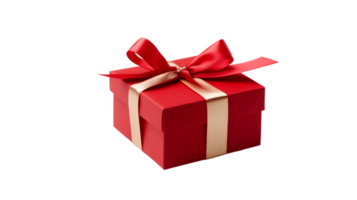 rosso nastro regalo scatola su trasparente sfondo png