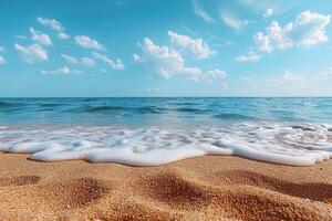 AI generated beach sand with ocean landscape professional photography photo