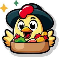 Cute chicken cartoon character vector illustration