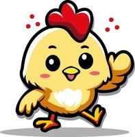 Cute chicken cartoon character vector illustration