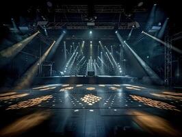 AI generated Scenery of a stage with lights in the background photo