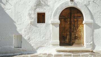 ai generado el Entrada de un blanco pueblo en Italia foto