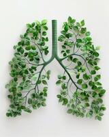 AI generated Human lungs in the form of trees or leaves on a white background photo