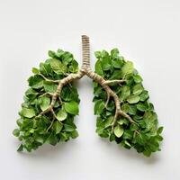 AI generated Human lungs in the form of trees or leaves on a white background photo