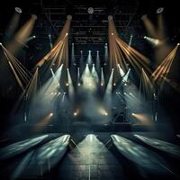 AI generated Scenery of a stage with lights in the background photo