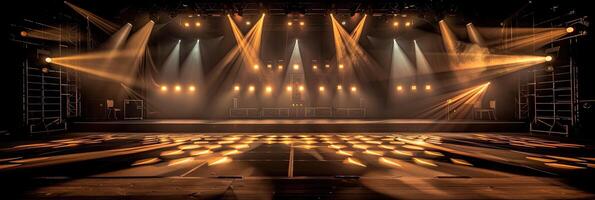 AI generated Scenery of a stage with lights in the background photo