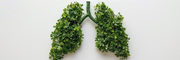 AI generated Human lungs in the form of trees or leaves on a white background photo