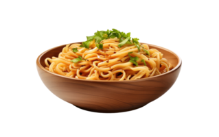 AI generated Delectable Bowl of Noodles from Above on Transparent background png