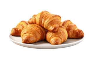 AI generated Croissant in Plate on Transparent background png