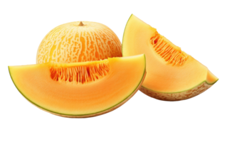 ai generado rebanadas de Fresco Cantalupo melón en transparente antecedentes png