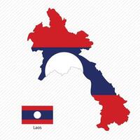 Vector illustration with  laos national flag with shape of  laos map