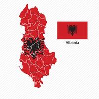 Vector illustration with albania national flag with shape of albania map