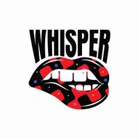 Lip illustration with whisper slogan vector design.