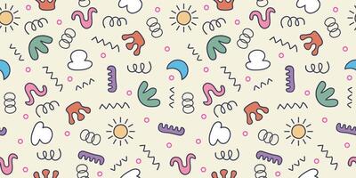 Funny hand drawn cartoon repetitive pattern. Vector illustration suitable for prints.