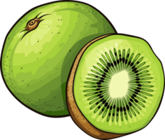 AI generated Kiwi slice clipart design illustration png