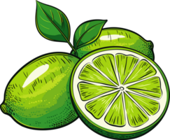 ai généré citron vert clipart conception illustration png