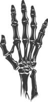 AI generated Silhouette rock and roll skeleton hand black color only vector