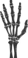 AI generated Silhouette rock and roll skeleton hand black color only vector