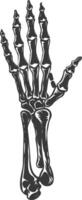 AI generated Silhouette rock and roll skeleton hand black color only vector