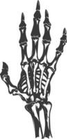 AI generated Silhouette rock and roll skeleton hand black color only vector