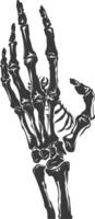 AI generated Silhouette rock and roll skeleton hand black color only vector