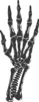 AI generated Silhouette rock and roll skeleton hand black color only vector